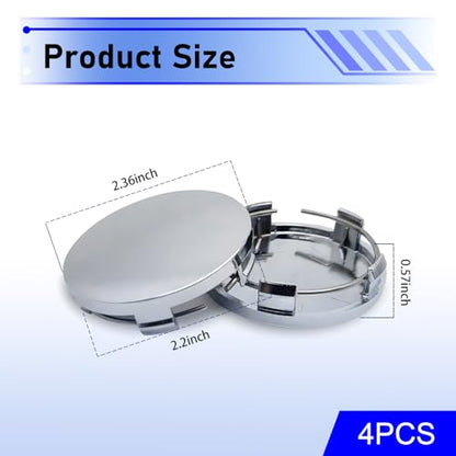 4 PCS Car Wheel Center Hub Cover, ABS Snap-in Wheel Center Protective Cover, 60 MM Outer 56 MM Inner Diameter Rim Hub Caps, Universal for Most Cars (Silver) - color: Silver