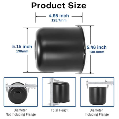 4Pcs 5.15 in Trailer Wheel Center Caps 5.15 Center Bore Truck Trailer RV SUV Wheels Rims, Black Carbon Steel Hub Caps - color: Black, size: 5.15in Hub Hole, 4.95in Tall