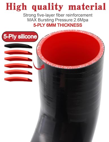90 Degree Elbow Coupler ID 3 Inch 5-ply Silicone Hose & Clamp,4" Leg Length - size: 5-Ply ID 3 Inch