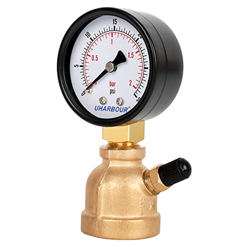 Uharbour 30psi Brass Gas Line Pressure Tester, 3/4" FNPT - size: 30Psi Brass gas pressure tester
