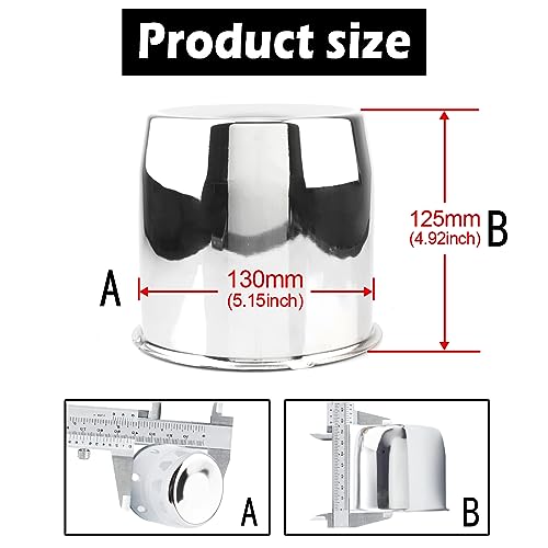 4Pcs 5.15" OD 4.92" H Push Through Trailer Wheel Center Cap for Rim - color: Chrome, size: 5.12" Hub 4.92" H