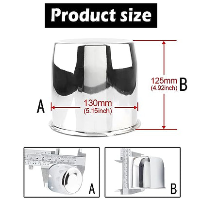 4Pcs 5.15" OD 4.92" H Push Through Trailer Wheel Center Cap for Rim - color: Chrome, size: 5.12" Hub 4.92" H