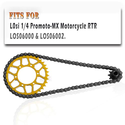Upgrades Parts Aluminum 7075 Rear Hub Chain Sprocket 36T Gears&Manganese Steel Roller Chain&10T Steel Front Sprocket for L0Si 1/4 Promoto-MX Motorcycle RTR FXR(los06000)(los06002),Gold - color: Gold/(Losi 1/4)
