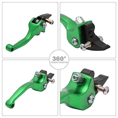 JFG RACING Motorcycle Brake Clutch Lever 7/8'' 22mm Folding Levers Aluminum Alloy Universal for CRF50 KLX SSR TTR 110 125 150 200 250cc Dirt Pit Bike ATV Mini Bike Green - color: Green