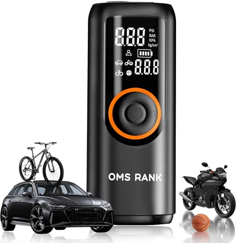 Portable Tire Inflator for Car Tires, 25L/Min Fast Inflation, 6000mAh Battery, Includes 137.8-Inch Additional DC Power Cord, Air Compressor