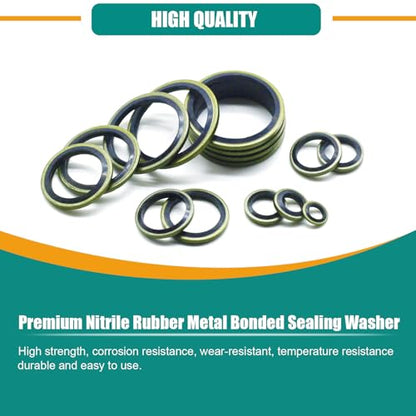 388 PCS 12 Sizes NBR Metal Bonded Sealing Washer Kit M6-M30 Automotive - color: 388pcs Sealing Washers