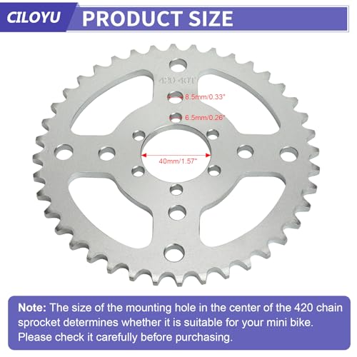 Modified Mini Bike 420 Chain with 40 Tooth Sprocket Kit 40mm Bore - color: Silver
