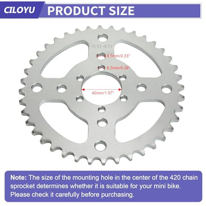Modified Mini Bike 420 Chain with 40 Tooth Sprocket Kit 40mm Bore - color: Silver
