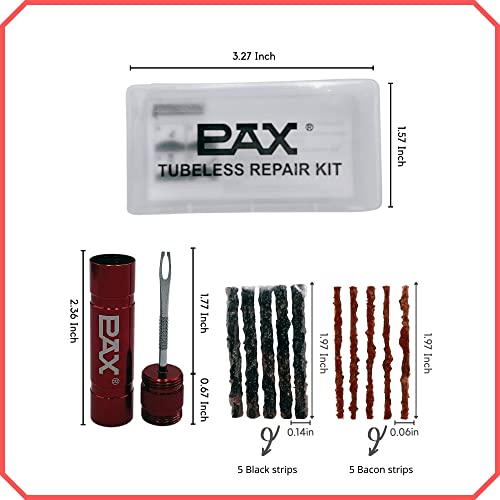 PAX 12 Pcs Tubeless Bike Tire Repair Kit, Includes Storage Canister, Plugger Tool, 10 Pcs Tire Plug Strips, Fast Flat Puncture Fix for MTB, Gravel and Road Bicycle Tires - Bright Red - color: Bright Red
