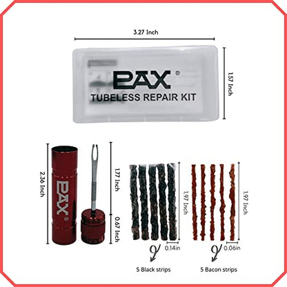 PAX 12 Pcs Tubeless Bike Tire Repair Kit, Includes Storage Canister, Plugger Tool, 10 Pcs Tire Plug Strips, Fast Flat Puncture Fix for MTB, Gravel and Road Bicycle Tires - Bright Red - color: Bright Red