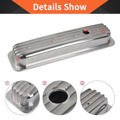 Valve Covers Short Polished Finned Center Bolt - color: Polish, size: SBC 87-97