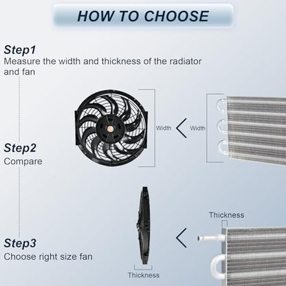 MuHize 12 Inch Radiator Cooling Fan Kit 12V 80W 1000 CFM Reversible 2 Pack - size: 2Pcs-12 inch