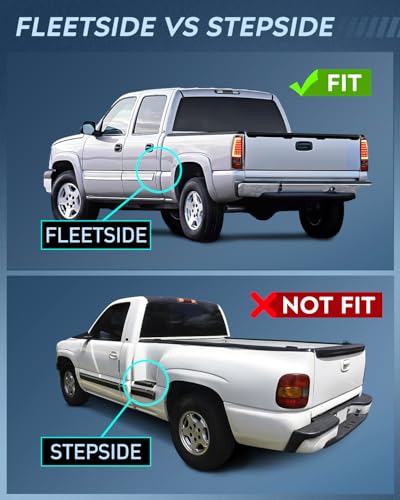 Nilight Taillight Assembly Compatible with 2003-2006 Chevy Silverado Pair - color: LED Black-C Shape