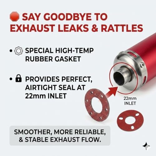 BADASS SHARKS Motorcycle Exhaust Muffler Red 22mm 2-Stroke - color: Red
