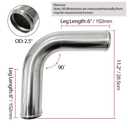 OD 2.5" (63mm) 90 Degree Aluminum Elbow Intercooler Pipe - size: 2.5" (63mm)