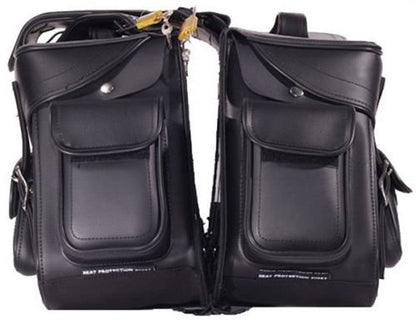 EXCELSIOR INT Unisex Waterproof UV Protected Large Quick Detach Universal Fit PVC Leather Motorcycle Saddle Touring Bag/Backpack-Black