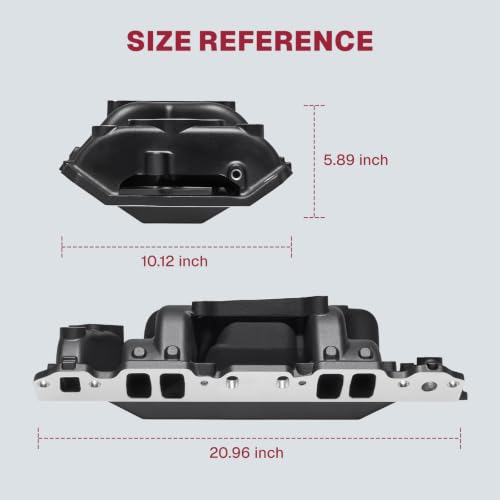 2026 7501 Intake Manifold Aluminum Performance Dual Plane Air-Gap Compatible with Chevy Small Block SBC 1955-86 262 265 267 283 302 305 307 327 350 400 V8 Engine, Black - size: 7501-Black
