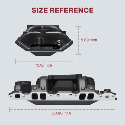 2026 7501 Intake Manifold Aluminum Performance Dual Plane Air-Gap Compatible with Chevy Small Block SBC 1955-86 262 265 267 283 302 305 307 327 350 400 V8 Engine, Black - size: 7501-Black
