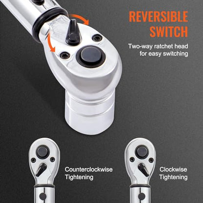 VEVOR Torque Wrench 3/8-inch Drive 10-80ft.lb/14-110n.m Click Torque Wrench - size: 3/8" 4 PCS