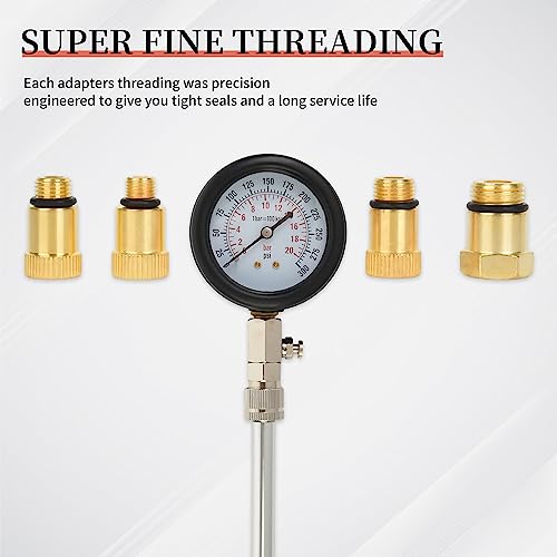 Petrol Engine Cylinder Compression Tester 0-300PSI for Testing Motorcycle Car Outboard Motor Chainsaw Snowmobile