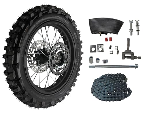 14" Rear Wheel Rim Tire Assembly For Dirt Pit Bike Trail 90/100-14 Rear Wheel Rim Tire Fits 125/140/150/160cc Pit Dirt Bike KLX65 Apollo Kayo TT 125 140 Brake Rotor, Sprocket (14 with Components) - size: 14 with Components