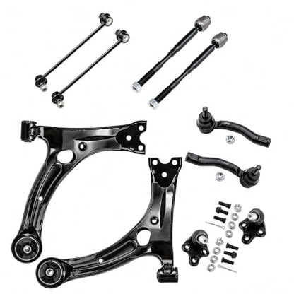 Front Lower Control Arm Suspension Kit For Toyota Corolla 2003 2004 2005 2006 2007 2008 include Ball Joint Sway Bar Tie Rod - 10 pcs Set K640360 K640361. - size: 10pcs-Front Suspension Kit