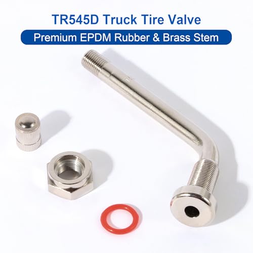 10 Piece TR545D 60 Degree Valve Stems for Commercial Vehicles. Fits 0.382"+0.0118" Valve Hole Dia, Length 3.78'', Nickel-Plated Brass, Silver - size: TR545D 10pcs