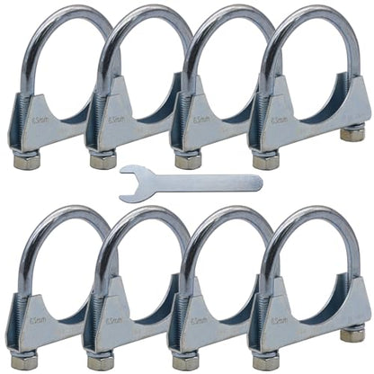 8PCS 2.5" Car Exhaust Clamp U-Bolt Muffer Tip System Mild Steel Zinc Coated