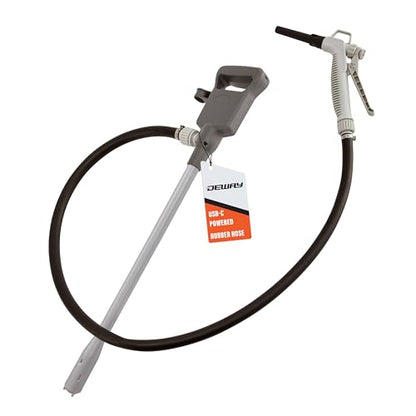 Deway Fuel Transfer Pump, Flow Nozzle, 51in Rubber Hose, 3.8 GPM - style: Hand-Trigger Nozzle w/ Rubber Hose