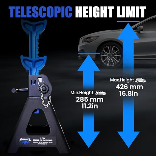 ANTPOWER Car Jack Stands 3 Ton (6,600 lbs) with Double Locking Heavy Duty 11.2"-16.8" Adjustable for Lifting SUV, Pickup Truck Garage 6000 lbs Capacity 1 Pair - style: double locking