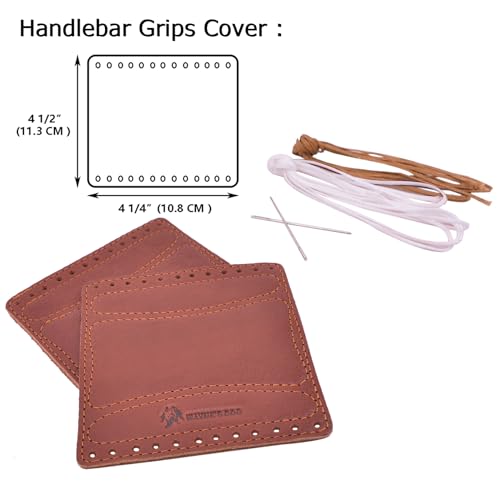 Leather Motorcycle Brake Clutch Covers, Handlebar Hand Grip Covers Throttle Grip Covers - color: Brown: Handlebar + Lever Cover