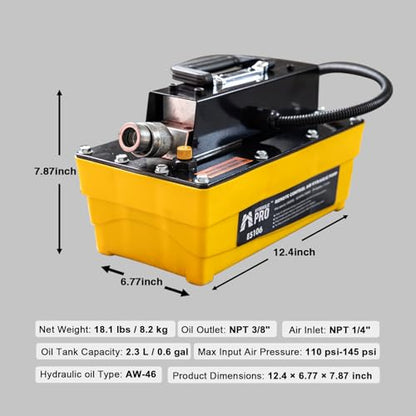 Air Hydraulic Pump with 9.8 ft Remote Control, 10,000 PSI Plastic Pump