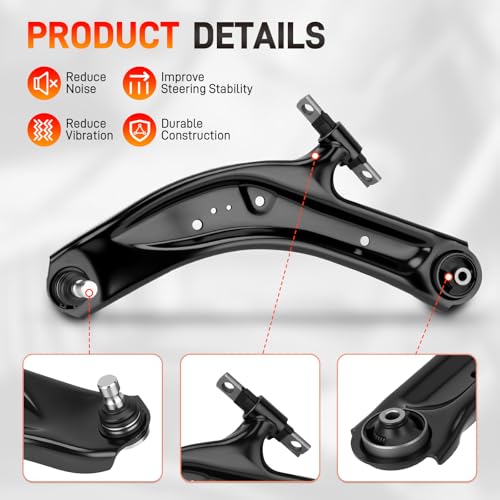 Front Lower Control Arm Set Left & Right w/Ball Joint & Bushing Compatible with Nissan Rogue 2014-2020 2.0L 2.5L Suspension Kit Replace 54501-4BA0A 54500-4BA0A N-188 N-189 K623110 K623111 - style: 2 PCS