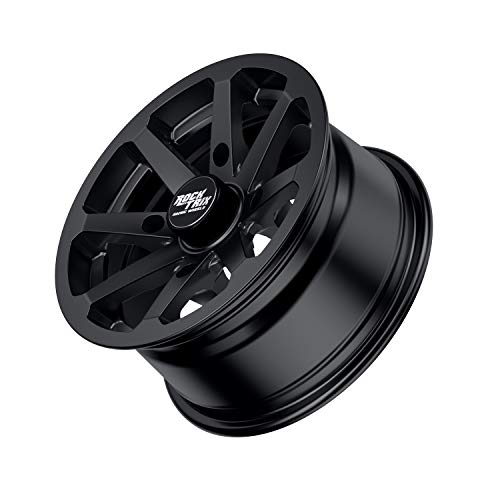 RockTrix RT102 15x7 ATV UTV Wheel 4x156 4+3 Offset, Matte Black, 4pc Set