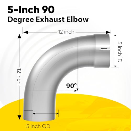 Exhaust 90 Degree Tube 5" OD,12" each side length - size: 5INCH12length