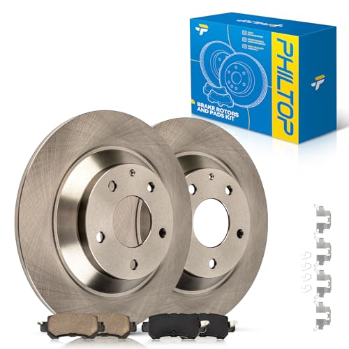 PHILTOP Rear Brake Pads and Rotors for Mazda CX-5 2013-2015, Smooth Solid Rotors and Brake Pads Kit (11.93inch, 303MM) - size: CX-5 2013-2015 - Rear 31623-303mm