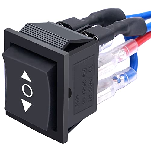 Weideer 12V Polarity Reverse Switch Momentary 6 Pin (ON)-Off-(ON) RV Jack Switch Motor Control Rocker Toggle with Jumper Wires - color: Not Waterproof, size: Momentary