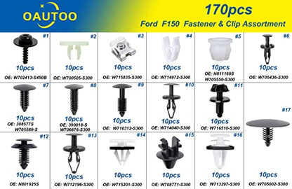 170pcs for Ford F150 Body Interior and Exterior Retainer Fastener Clip Assortment