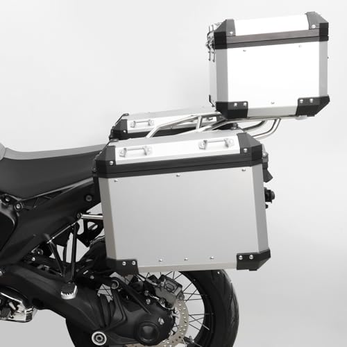 TCT-MOTORPARTS Panniers Top Tail Box Luggage Saddlebags Side Case Fits for BMW R1300GS 2023-2025 - color: Chrome Saddlebags (42L)+Trunk (38L)