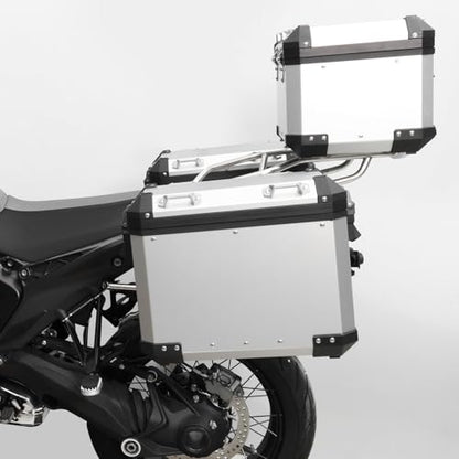 TCT-MOTORPARTS Panniers Top Tail Box Luggage Saddlebags Side Case Fits for BMW R1300GS 2023-2025 - color: Chrome Saddlebags (42L)+Trunk (38L)