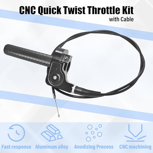 Universal CNC Quick Twist Throttle Kit with Cable for 7/8" Bars - Fits CRF50 70 110 125 230 250, KLX, XR, Pit & Dirt Bike, ATV, Mini Bike (CT200U) (Style -B, Black) - color: Black, style: Style -B