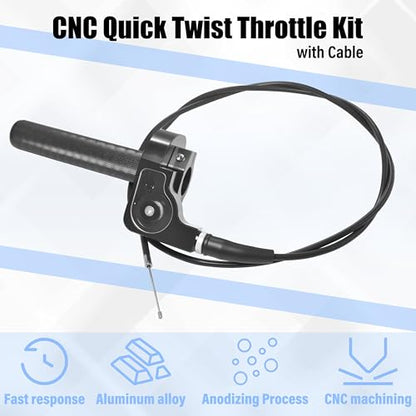 Universal CNC Quick Twist Throttle Kit with Cable for 7/8" Bars - Fits CRF50 70 110 125 230 250, KLX, XR, Pit & Dirt Bike, ATV, Mini Bike (CT200U) (Style -B, Black) - color: Black, style: Style -B