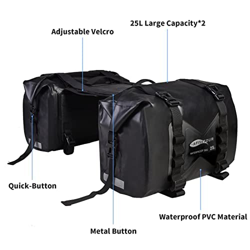 50L Waterproof Motorcycle Saddlebags and 35L Waterproof Backpack for Men and Women - Heavy Duty Roll-Top Floating Dry Bag Backpack for Kayaking, Boating
