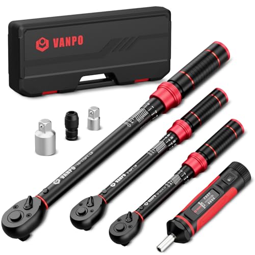 VANPO Torque Wrench Set, 1/4" 3/8" 1/2-Inch, for Bike, Motorcycle, Car - size: 1/2″3/8″1/4″ 7 PCS