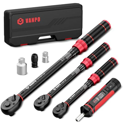 VANPO Torque Wrench Set, 1/4" 3/8" 1/2-Inch, for Bike, Motorcycle, Car - size: 1/2″3/8″1/4″ 7 PCS