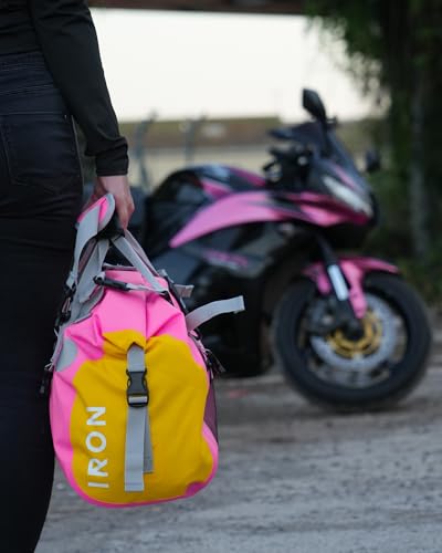 IRON JIA'S Motorcycle Dry Bag, Waterproof Duffel Bag with Roll-Top Closure - color: Pink, size: 30L
