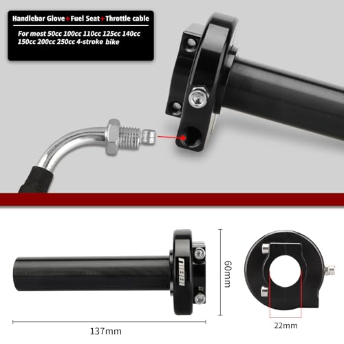 NIBBI Throttle Assembly Set, 7/8'' Grips 22mm Twist Throttle with Cable, Fit for Scooter GY6 Moped ATV - color: Black