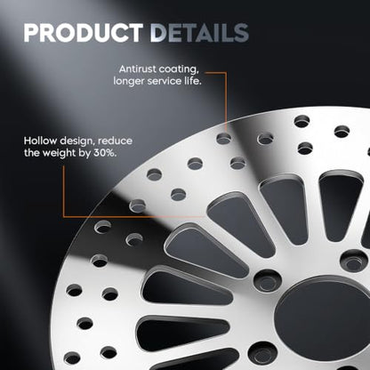 11.8" Polished Front Rear Brake Rotor Pads Set Fit for Harley Davidson Touring, for Road King/Electra Glide/Street Glide/Road Glide 2008-2022-3 PCS - size: 2 Front 1 Rear Rotor & Pad