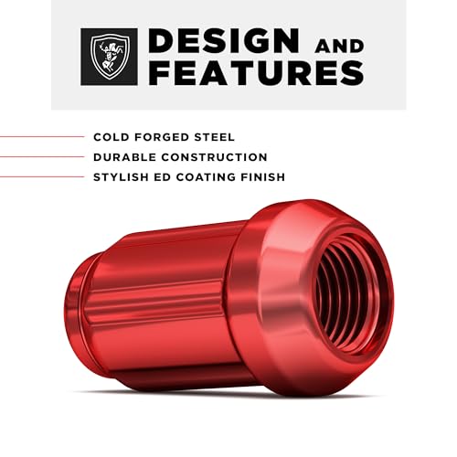 White Knight 3804RDT-20AM 1/2"-20 Red 6 Spline Lug Nut with Key, 20 Pack (for AFTERMARKET Wheels with Smaller 0.80" Diameter Seating) - color: Red