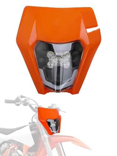JFG RACING Dirt Bike Headlight LED Universal for SX XCF SXF EXC XC 125-450 - color: orange